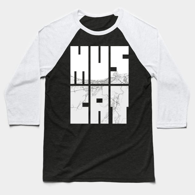 Muscat, Oman City Map Typography - Light Baseball T-Shirt by deMAP Studio